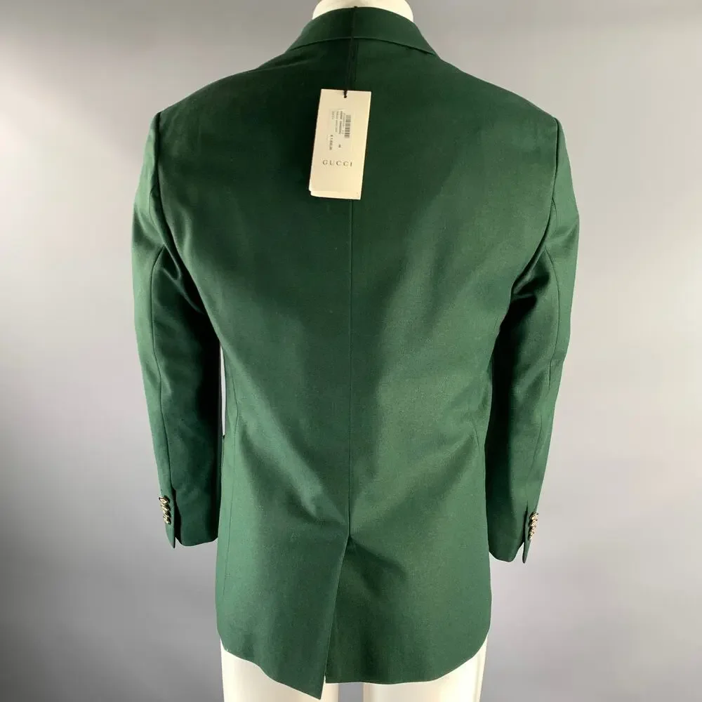 GUCCI Size 38 Green Wool Cashmere Notch Lapel Sport Coat